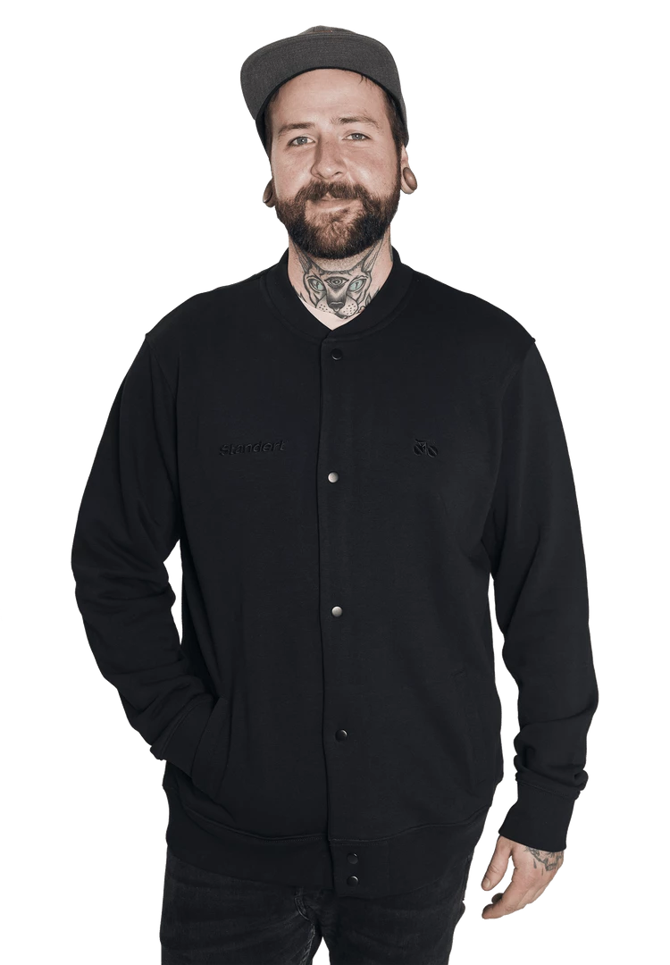 Standert Merchandise Standert Bomber Jacket | Unisex Button-up Cardigan | Embroidered Black 1 Standert Merchandise Standert Bomber Jacket | Unisex Button-up Cardigan | Embroidered Black
