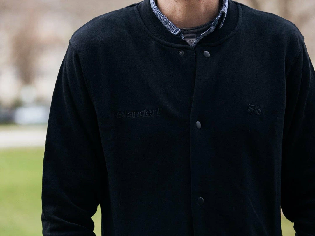 Standert Merchandise Standert Bomber Jacket | Unisex Button-up Cardigan | Embroidered Black 14 Standert Merchandise Standert Bomber Jacket | Unisex Button-up Cardigan | Embroidered Black