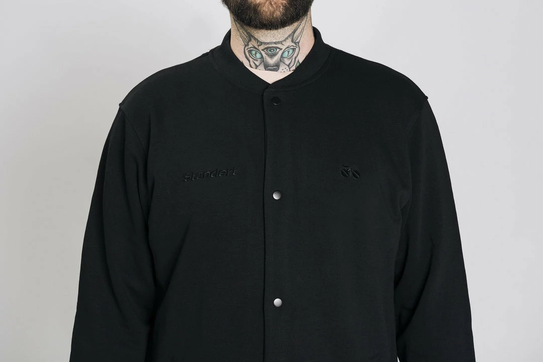 Standert Merchandise Standert Bomber Jacket | Unisex Button-up Cardigan | Embroidered Black 7 Standert Merchandise Standert Bomber Jacket | Unisex Button-up Cardigan | Embroidered Black